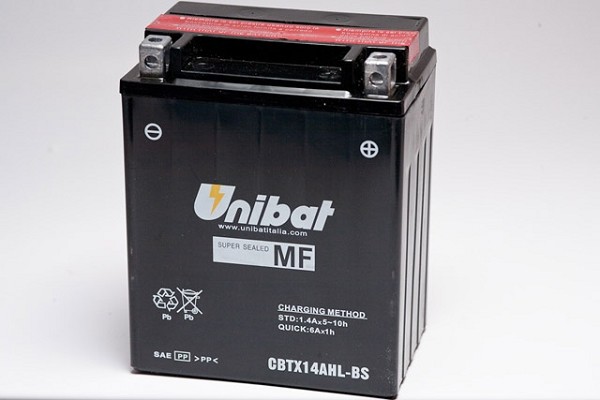 BATTERIA MOTO UNIBAT CBTX14AHLBS 12 Ah 210 CCA 134x89x166 mm