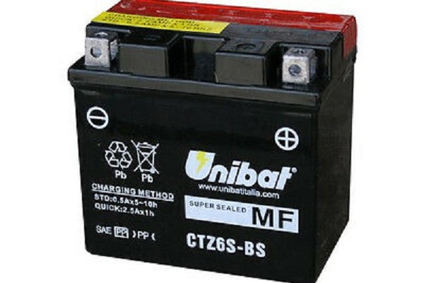 BATTERIA MOTO UNIBAT CTZ6SBS 5 Ah 90 CCA 113x70x105 mm