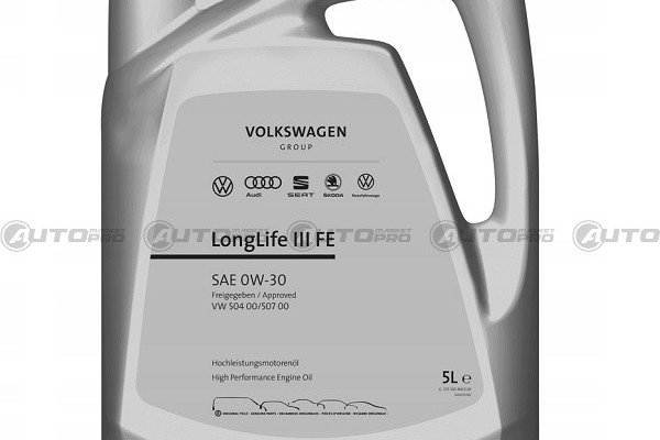 OLIO MOTORE 0W30 VAG ORIGINALE LONGLIFE III VW504.00/507.00 5LT